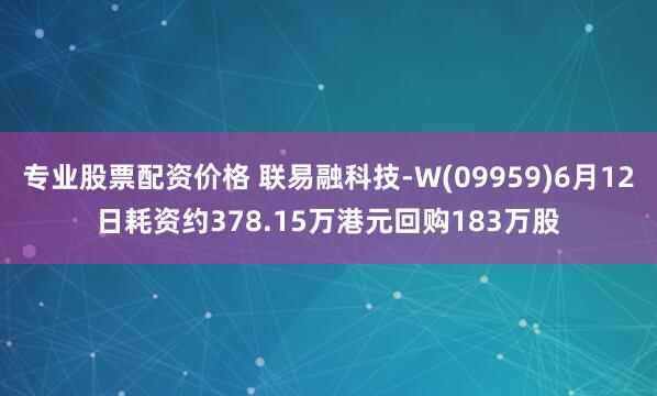 专业股票配资价格 联易融科技-W(09959)6月12日耗资约378.15万港元回购183万股